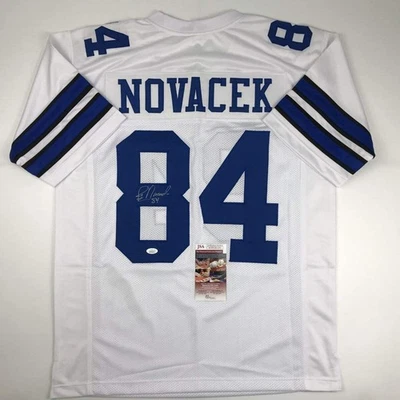 Autographed/Signed JAY NOVACEK Dallas White Football Jersey JSA COA Auto - Image 1 of 4
