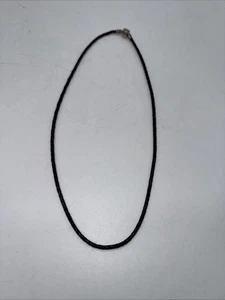 Pandora Moments Black Leather Braided Cord Necklace Sterling Silver 20” Length - Picture 1 of 4