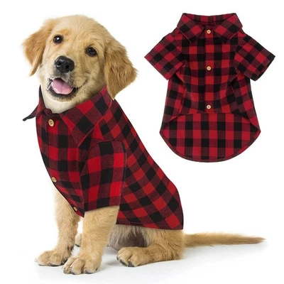 M Plaid Buffalo Dog Outfit Soft Casual Clothes for Halloween Christmas - Image 1 of 4