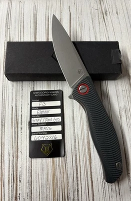Shirogorov Custom Knives F3 Gray/Red G10 Elmax - Image 1 of 4