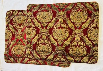  Croscill Home Imperial Empress Pair Of Pillow Shams Red And Gold Damask — 第 1/4 张图片