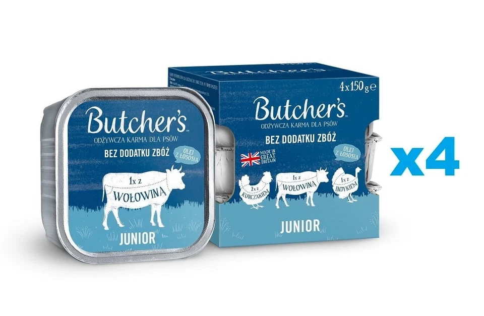 16x150 BUTCHER'S JuniorNassfutter Pastete mit Huhn Rind Truthahn für Welpen - Bild 1 von 1