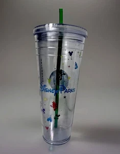 24 OZ Disney Parks Starbucks  Cold Cup TUMBLER VENTI Clear W Mickey & Pluto - Picture 1 of 17
