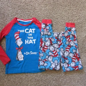 Neu ohne Etikett Dr. Seuss Katze mit Mütze Pyjama Unisex Kinder 12/14 Large Baumwolle 2-teiliges Set - Bild 1 von 1