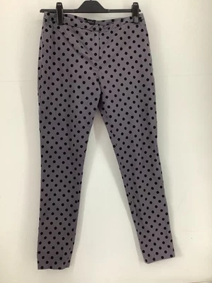 SIGUIENTE Pantalones Gris Negro Lunares Reino Unido 12 Informales Inteligentes Ropa de Trabajo Elastizados Ajustados Foto 1 de 4