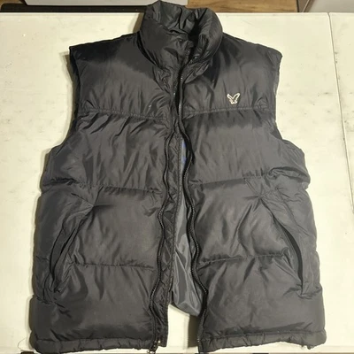 Chaleco American Eagle Puffer Burbuja Para Hombres Pequeño Negro Plumón Relleno Gorpcore Exterior Foto 1 de 4