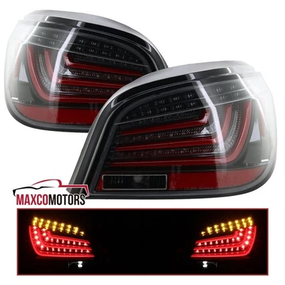 Jet Black Tail Lights Fits 2008-2010 BMW E60 5-Series 525i 535i LED Tube Lamps Foto 1 de 4