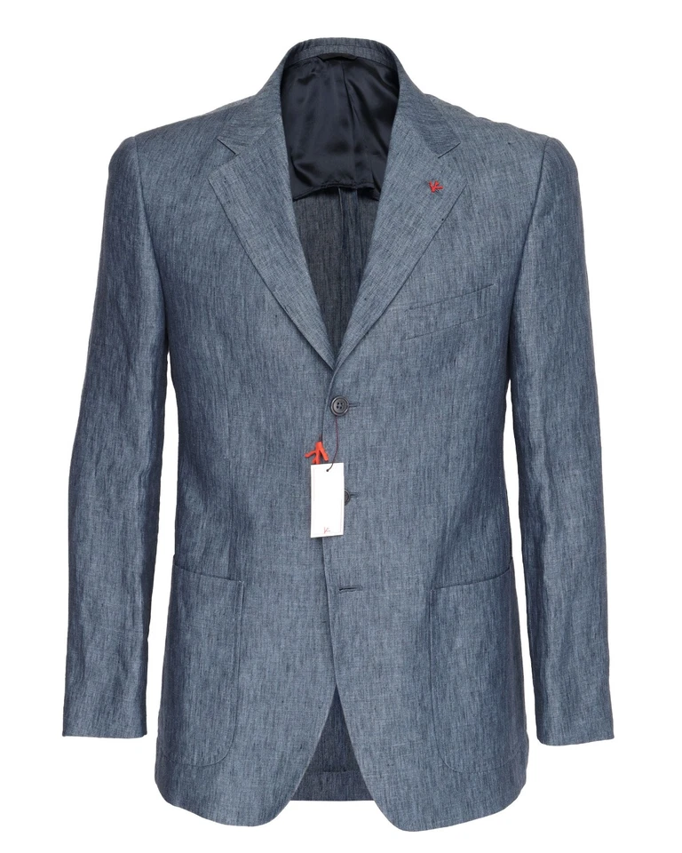 NWT ISAIA NAPOLI SPORT COAT blazer blue Ormezzano pure linen luxury Italy 46 - Image 1 of 4