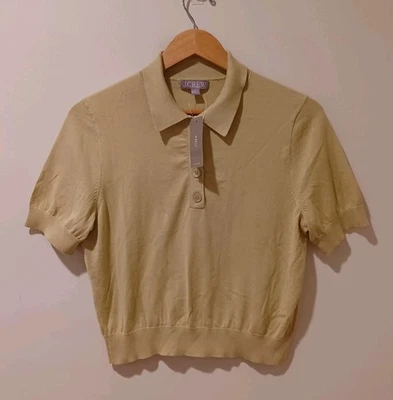 NUEVO CON ETIQUETAS J. Suéter Polo Crew Manga Corta En Algodón Premium Recortado Belmont Caqui S Foto 1 de 4
