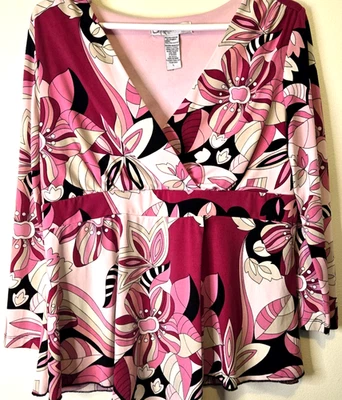 De Colección Babydoll Y2K Top L Floral Forrado de Hadas Rosa Rojo LS Asimétrico Femenino Boho Foto 1 de 4