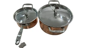 All-Clad C4 Kupfer 8 Quart Suppentopf und C2 Kupferpfanne Brandneu mit Deckel - Bild 1 von 15
