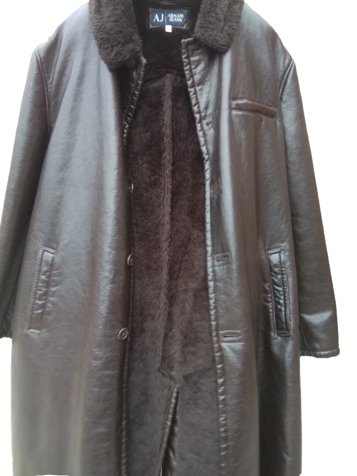 AJ Armani джинсы пальто мужчин куртка длинный коричневый акрил сделано в Румынии размер 38 США XL - Изображение 1 из 4