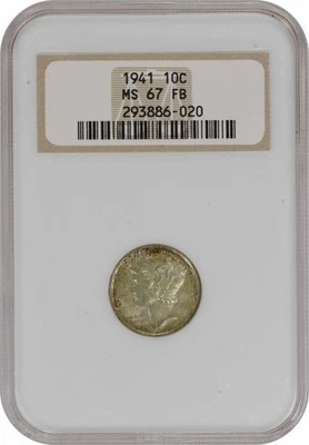1941 Mercury Silver Dime MS67FB NGC - Image 1 of 2