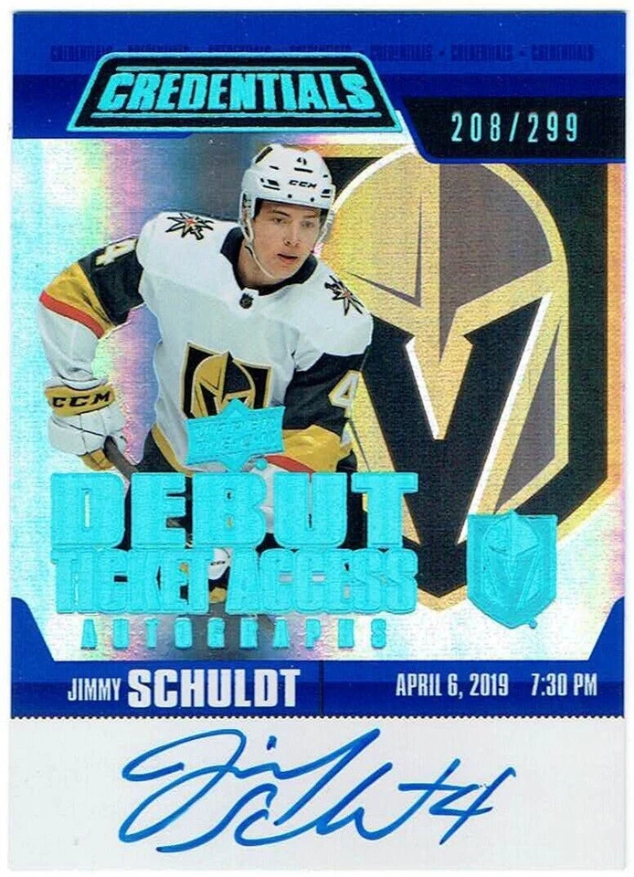 2019-20 UD Credentials Debut Ticket Access Auto JIMMY SCHULDT RTAA-JS 208/299 RC - Image 1 of 1