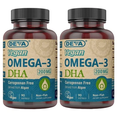 DEVA Vegano Omega-3 DHA Suplemento Una Vez Al Día Gel Suave 200 MG Libre de Carragenina... Foto 1 de 4