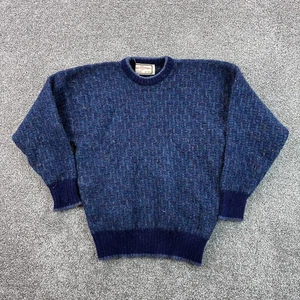 Vintage Alan Paine Sweater Mens 42 Blue Shetland Wool England Made Chunky Knit - Picture 1 of 6
