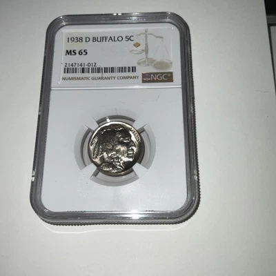 NGC 1938-D  Buffalo Nickel Coin Uncirculated MS 65, Last Year Issue - Image 1 of 3