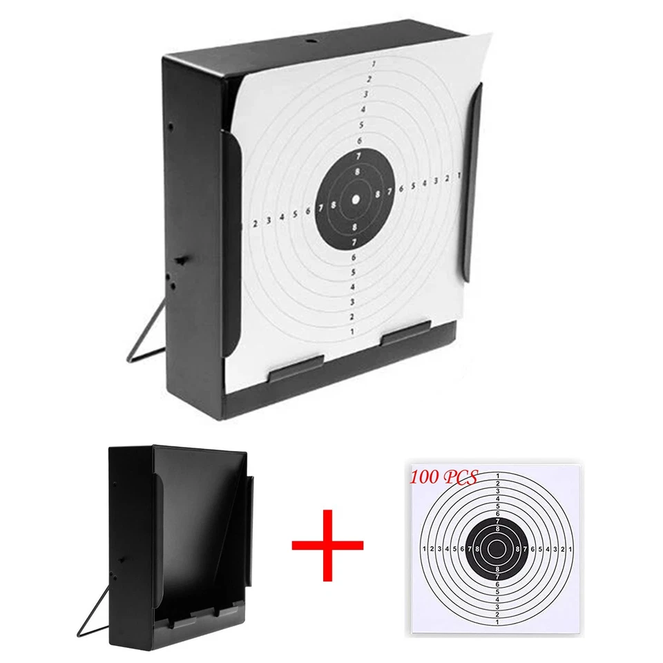 5.5" Metal Pellets Trap W/ 100 Paper Targets Target Holder Rifle Pistol Shooting - Image 1 of 4