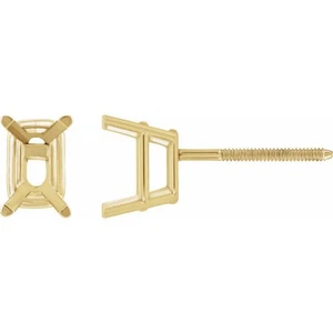 7 mm x 9 mm massive 18 Karat Gelbgold Smaragd Ohrstecker Korbfassung Gewinde - Bild 1 von 3