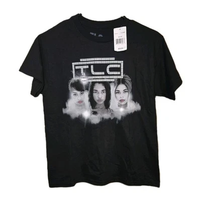 Camiseta Oficial TLC Para Mujer Negra Con Imagen Talla Mediana 100% Algodón Música RnB Foto 1 de 4