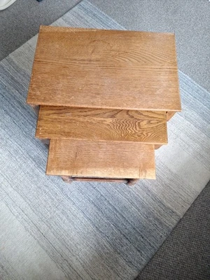 Vintage  Oak Nest Of Tables - Side Wooden Occasional CC251 Utility Wartime Shed  - Image 1 of 4