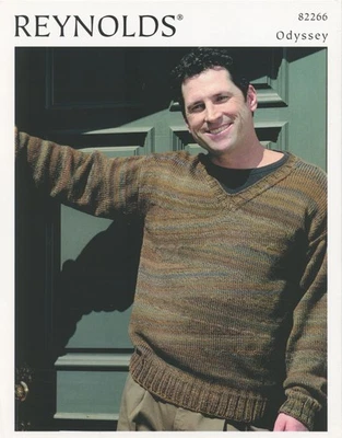 Reynolds KNITTING PATTERN 82266 Odyssey Wedge Pullover - Men 40"-52" - Image 1 of 2