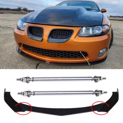 Divisor de alerón labial de parachoques delantero + varillas de puntal para Pontiac GTO 2004 2005 2006 Foto 1 de 4