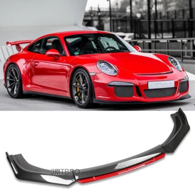 Front Bumper Lip Spoiler Splitter Body Kit Carbon Red For Porsche 911 Carrera GT - Image 1 of 4