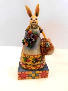 Jim Shore Paster Bunnette 8" Figura 4001850 Conejo Cesta de Huevos 2004 - Imagen 1 de 6