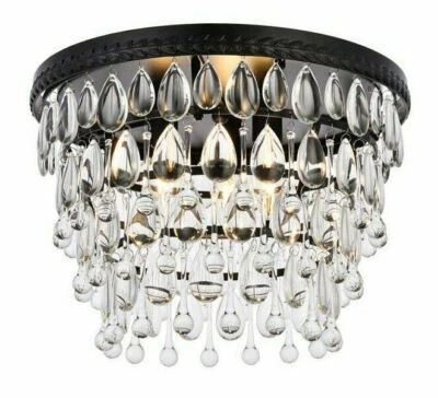 Luz de cristal de montaje empotrado para sala de estar o comedor negra iluminación de dormitorio 15" Foto 1 de 4