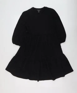 New Look Womens Black Cotton A-Line Size 10 Crew Neck Pullover - Picture 1 of 10