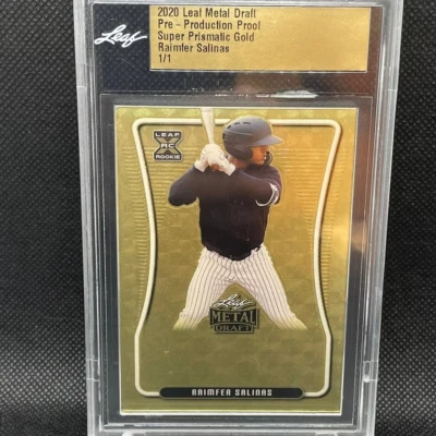 2020 Leaf Metal Draft Raimfer Salinas Rookie Super Prismatic Gold 1/1 Encased - Image 1 of 2