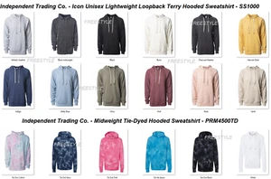 New Independent Trading Co. SS1000 Unisex Lightweight Loopback Terry Hoodie Sale - Picture 1 of 20