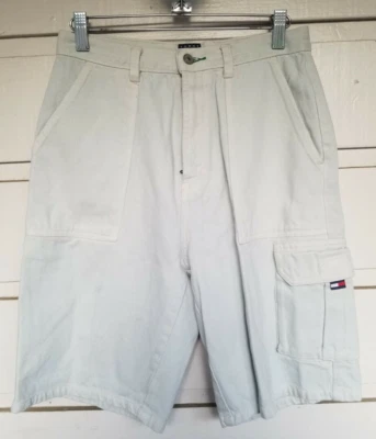 Vintage 90's Tommy Hilfiger Cargo Shorts - White - Size 16 ( 28" ) - Image 1 of 4