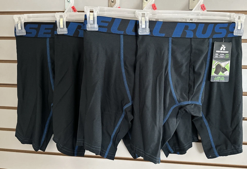 (4) Par de calzoncillos boxer Russell Performance Sport de pierna larga para hombre pequeños 28"-30" Foto 1 de 4