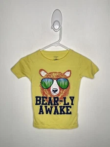 Carters Pajama Top Boys Size 6 Yellow Short Sleeve Grizzly Bear - Picture 1 of 4