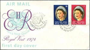 1974 Papua New Guinea Royal Visit Set Of 2 Unaddressed First Day Cover, GC - Picture 1 of 1