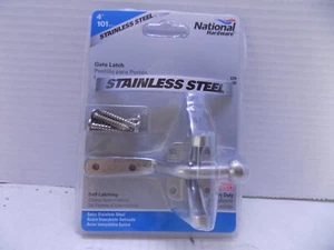 Cerradura de pestillo de puerta de acero inoxidable de 4" de National Hardware Co. Nueva en caja - Imagen 1 de 2