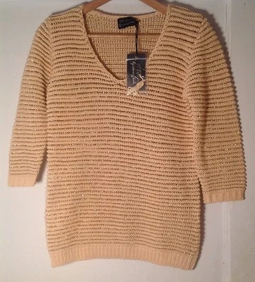 Suéter Betsi para mujer TORN By RONNY KOBO NUEVO AUTÉNTICO en marfil y dorado talla S  Foto 1 de 4
