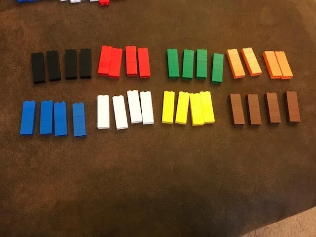 Lego 1x2x1 block x20 - you choose color brown/gray/blue/white/black/red/green - Image 1 of 1