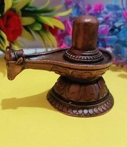 Statua idolo in rame fatta a mano Shiva Lingam, statua idolo Shiv Ling scultura - Foto 1 di 6