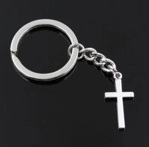 Silver Cross Keychain Purse Charm Clip On Christian Gift Dad Mom Friend - Picture 1 of 1