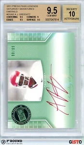 A.J. Green BGS 9.5 w 10 AU: 2011 Press Pass Legends SS Emerald Gisto /99 POP 2 - Picture 1 of 4