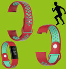 Für Fitbit Charge 3/4 Kunststoff Silikon Armband für Frauen Größe S Rot-Türkis 