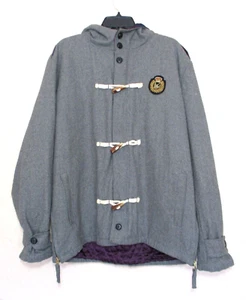 Sabit Tanoshinde Hooded Jacket With Pockets Gray Wool Blend Sz 2XL Men - Picture 1 of 9