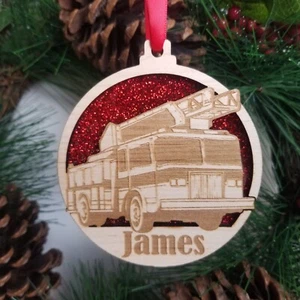 Fire Engine Christmas Tree Personalised Decoration Gift for Girls, Bauble - Picture 1 of 7