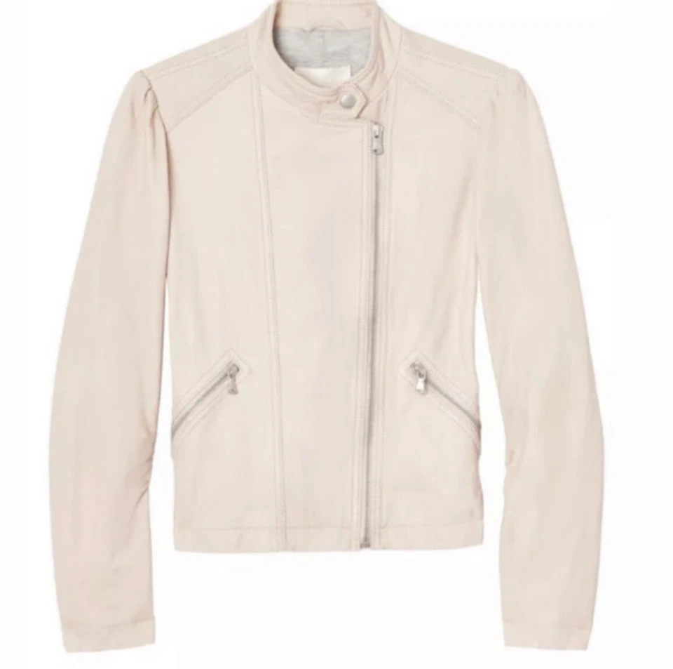 Rebecca Taylor cropped lamb leather jacket ballet pink Y2K 90s size 8 - Image 1 of 4