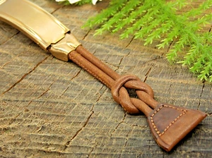 Kestenmade NOS Vintage Watch Band 16mm Leather & Gold Filled Deployment Clasp - Picture 1 of 5