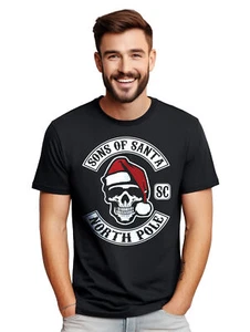 Sons of Santa Skull, Funny t-shirt - Naughty but Nice! Unisex Printed Design. Sh - Picture 1 of 45
