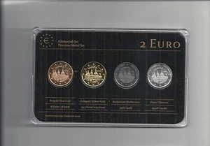 Hiszpania 2013, 2 euro Prestige Coinset, złoto, platyna, ruten, nowy, oryginalne opakowanie, rzadki  - Zdjęcie 1 z 2